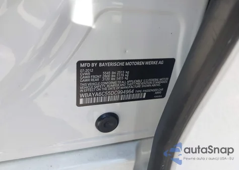 2013 BMW 740I from USA, damaged, VIN WBAYA6C55DC994964